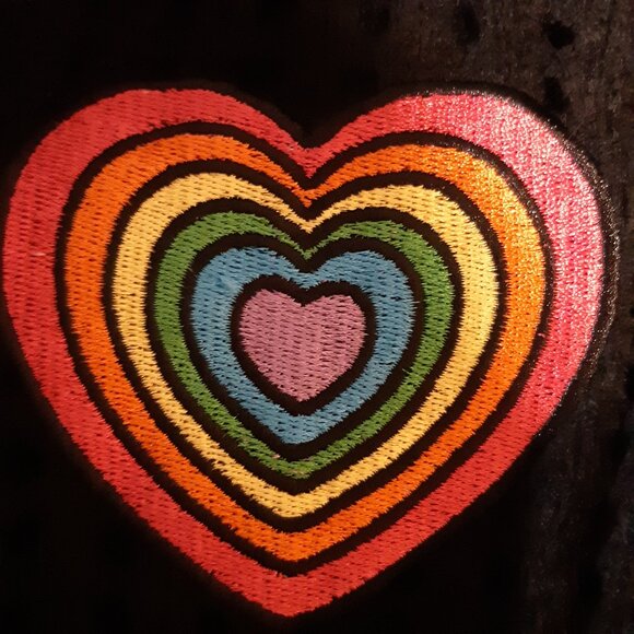 Social Collision Rainbow Icon Crop Knit Black Cardigan XL - Picture 10 of 13